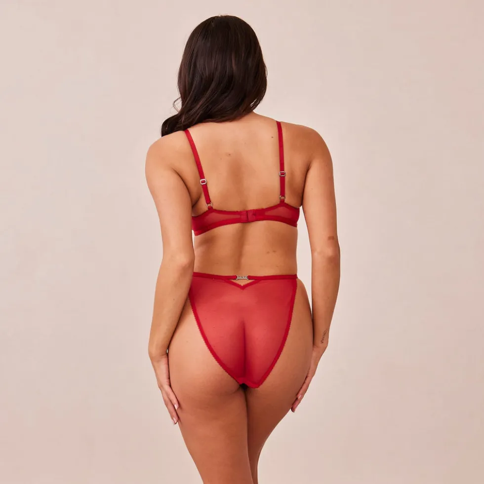 Flirt Balcony Bra & G-string/Briefs Set - Maroon