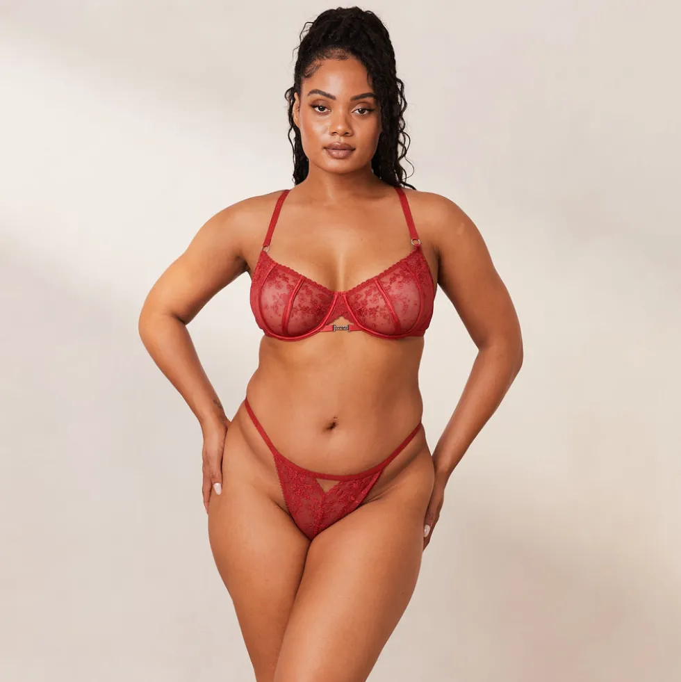 Flirt Balcony Bra & G-string/Briefs Set - Maroon