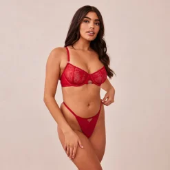 Flirt Balcony Bra & G-string/Briefs Set - Maroon