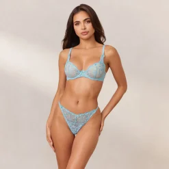 Gardenia Plunge Balcony Bra - Aqua