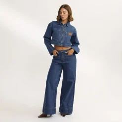 High-Waisted Wide-Leg Jeans - Blue