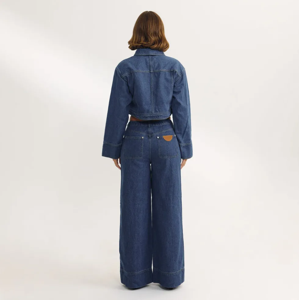 High-Waisted Wide-Leg Jeans - Blue