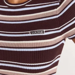Knitted T-Shirt - Brown Stripe