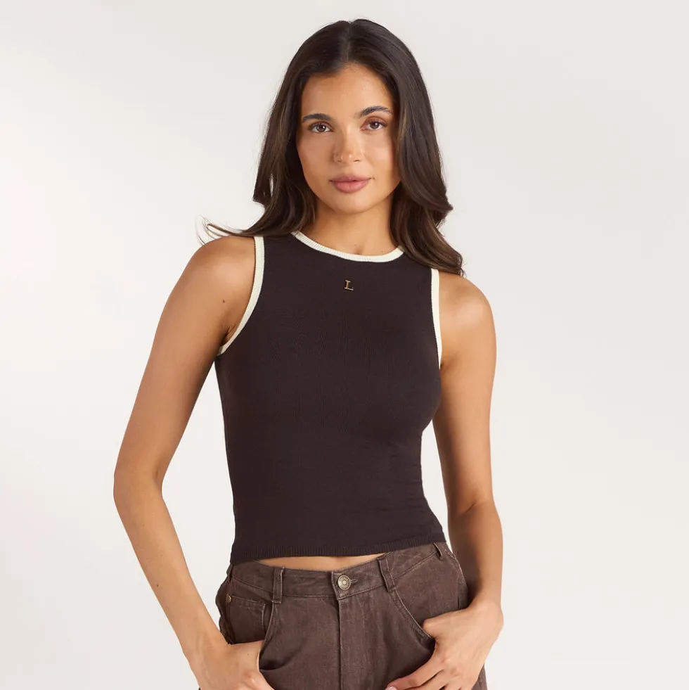Knitted Vest Top - Chocolate