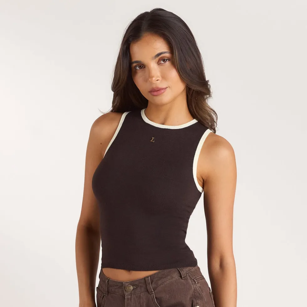 Knitted Vest Top - Chocolate