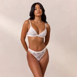 Lace Triangle Bralette - White