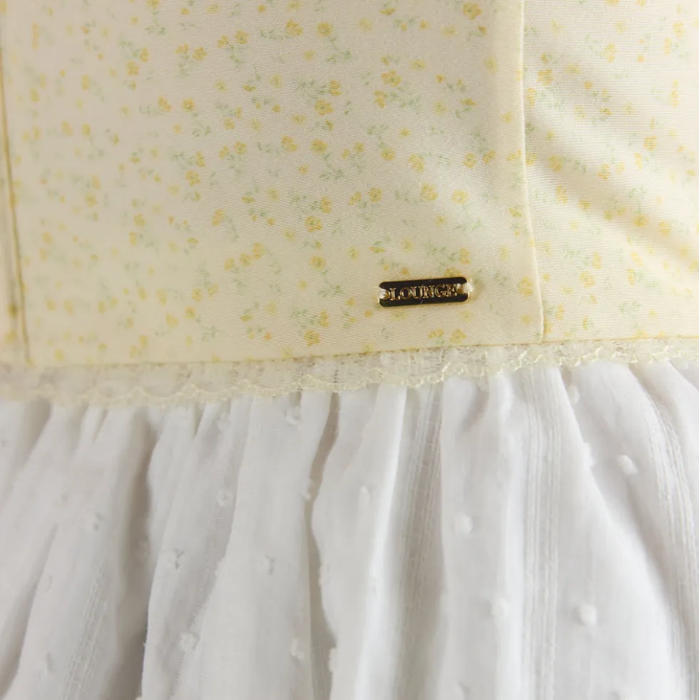 Lace Trim Corset Top - Lemon Floral