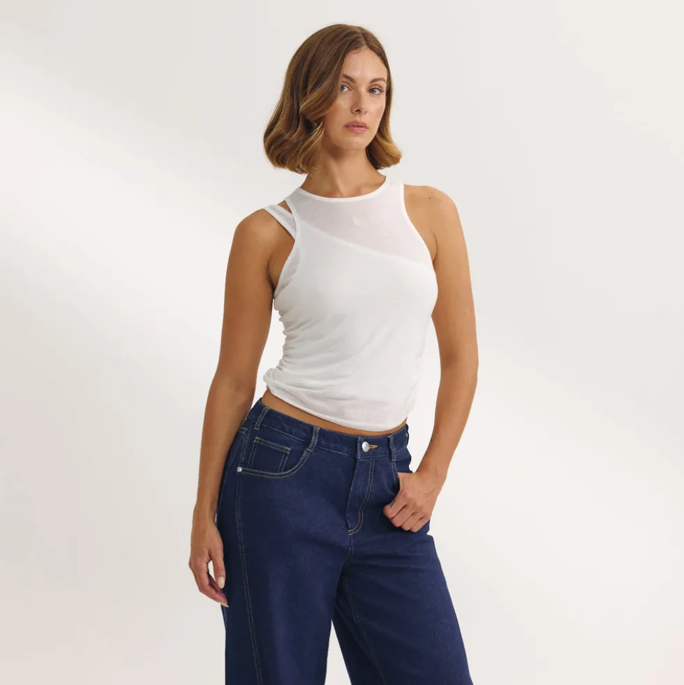 Layered Tank Top - White