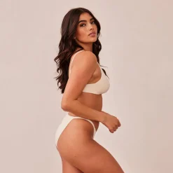 Light Non-wire Plunge T-shirt Bra & Thong/Briefs Set - Latte