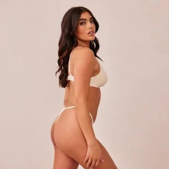 Light Non-wire Plunge T-shirt Bra & Thong/Briefs Set - Latte