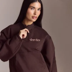 Lounge Living Quarter-Zip Jumper - Chocolate