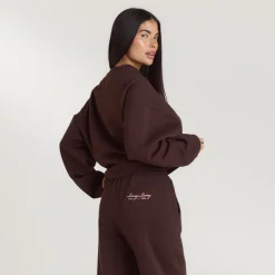 Lounge Living Quarter-Zip Jumper - Chocolate