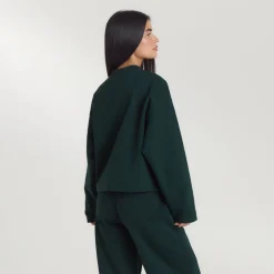 Lounge Living Quarter-Zip Jumper - Forest Green
