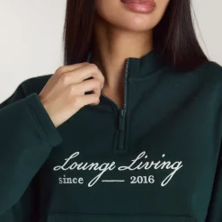 Lounge Living Quarter-Zip Jumper - Forest Green