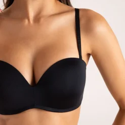 Luxury Strapless T-shirt Bra & Thong Set - Black