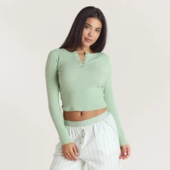Mistletoe Henley Pajama Top - Sage