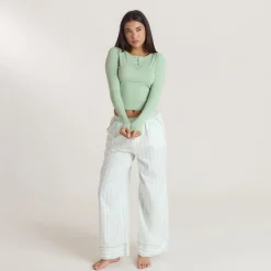 Mistletoe Henley Pajama Top - Sage