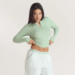 Mistletoe Henley Pajama Top - Sage