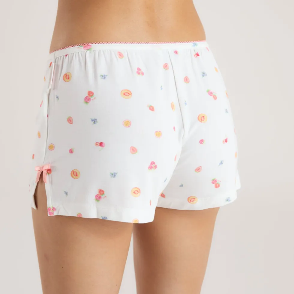 Modal Pajama Shorts - White Fruits