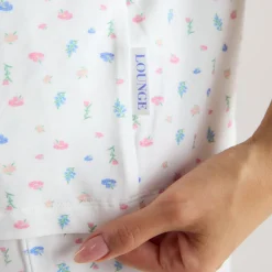 Modal Short Sleeve Pajama Shirt - White Floral