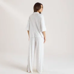 Modal Short Sleeve Pajama Shirt - White Floral
