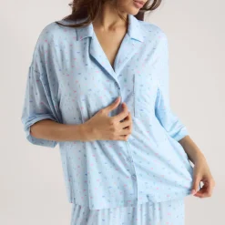 Modal Short Sleeve Pajama Shirt - Blue Floral
