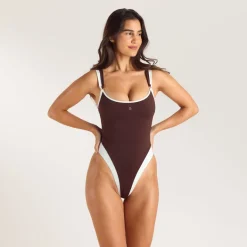 Monaco High-Leg Swimsuit - Chocolate