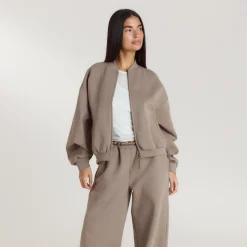 Neoprene Bomber Jacket - Taupe