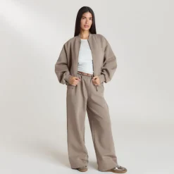 Neoprene Wide-Leg Joggers - Taupe