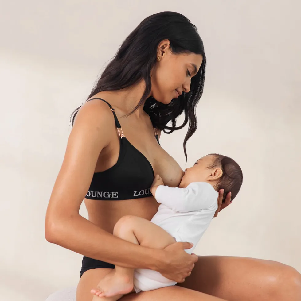 Nurture Nursing Bra & Thong/Briefs Set - Black