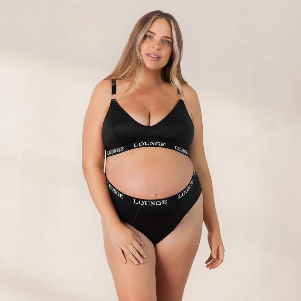 Nurture Nursing Bra & Thong/Briefs Set - Black
