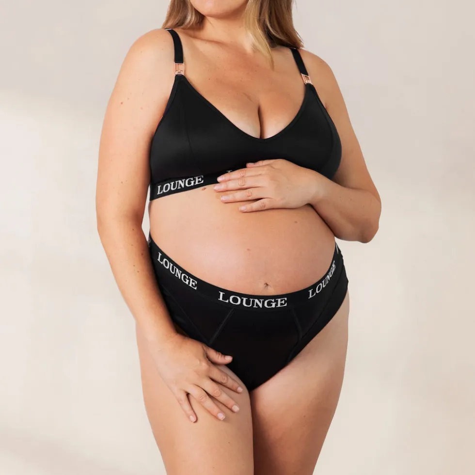 Nurture Nursing Bra & Thong/Briefs Set - Black