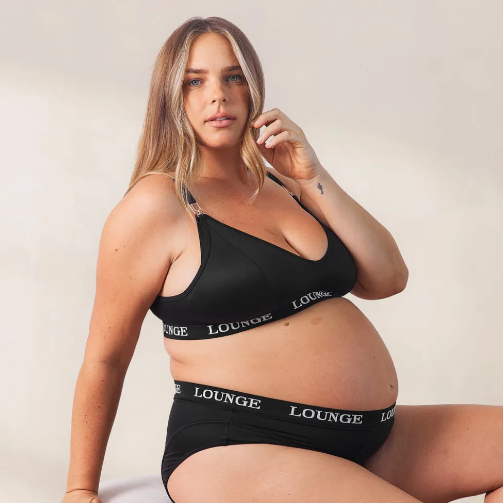Nurture Nursing Bra & Thong/Briefs Set - Black