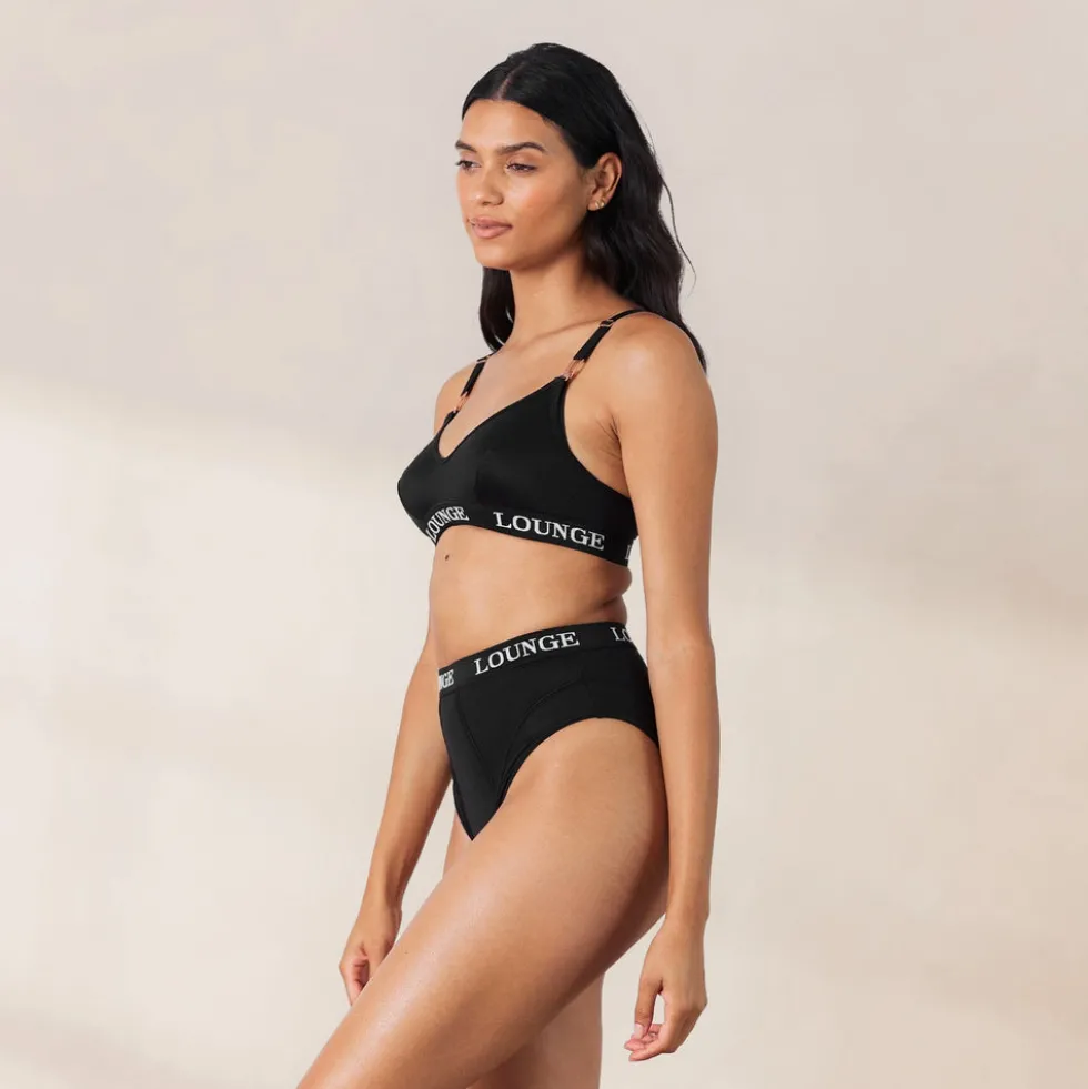Nurture Nursing Bra & Thong/Briefs Set - Black