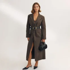 Oversized Longline Blazer - Dark Brown