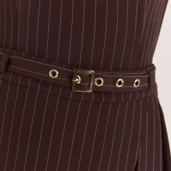 Pleated Skort - Brown Pinstripe
