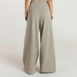 Pleated Wide Leg Trousers - Thyme