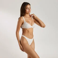 Pointelle Bralette - Ivory Floral Print