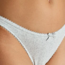Pointelle Brazilian Briefs - Grey Marl