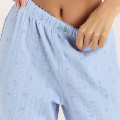 Pointelle Pajama Pants - Blue Floral