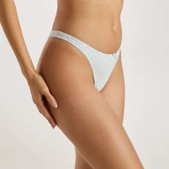 Pointelle Thong - Grey Marl