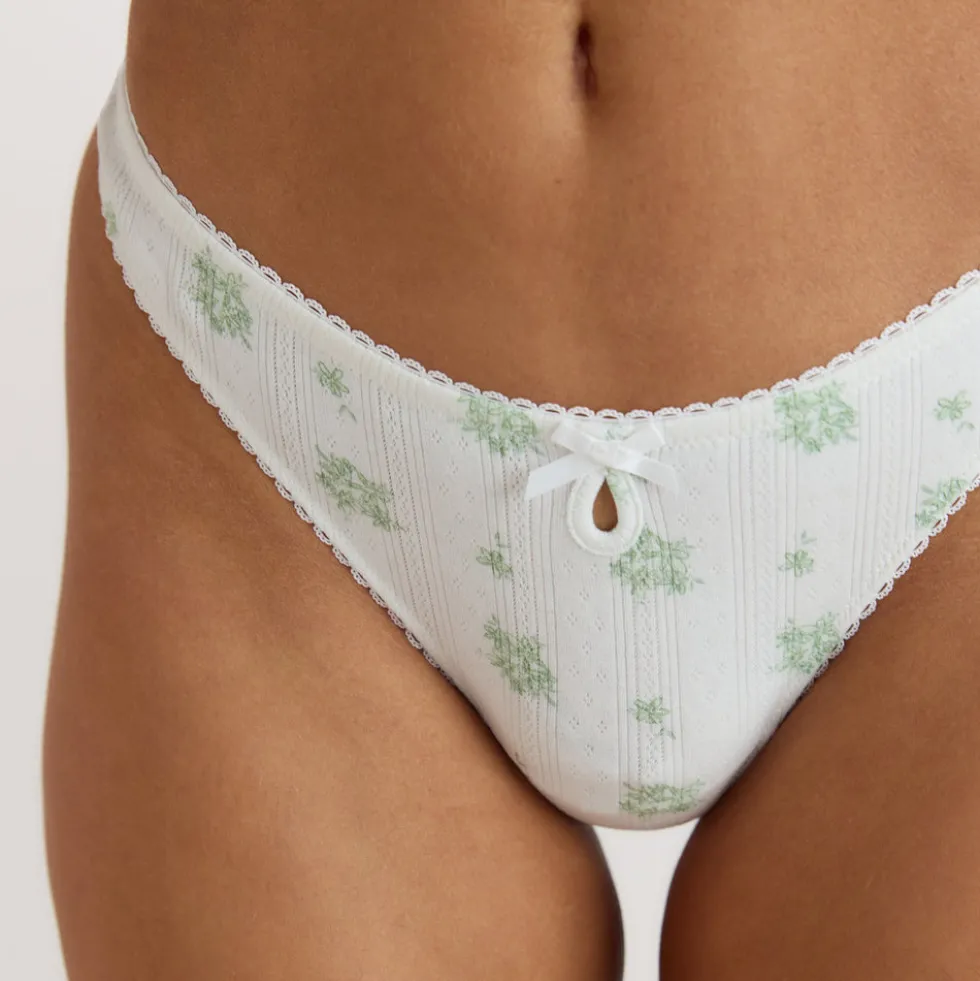 Pointelle Thongs (3-Pack) - Neutral Print