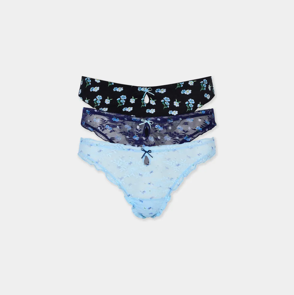 Printed Thongs (3-Pack) - Blue Print