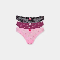 Printed Thongs (3-Pack) - Pink Print