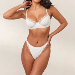 Ribbed Balcony Bra - White