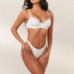 Ribbed Balcony Bra - White