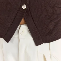 Ribbed Knitted Cardigan - Chocolate