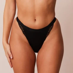 Ribbed Thong - Black