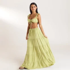 Ruched Bralette (Set) - Washed Lime