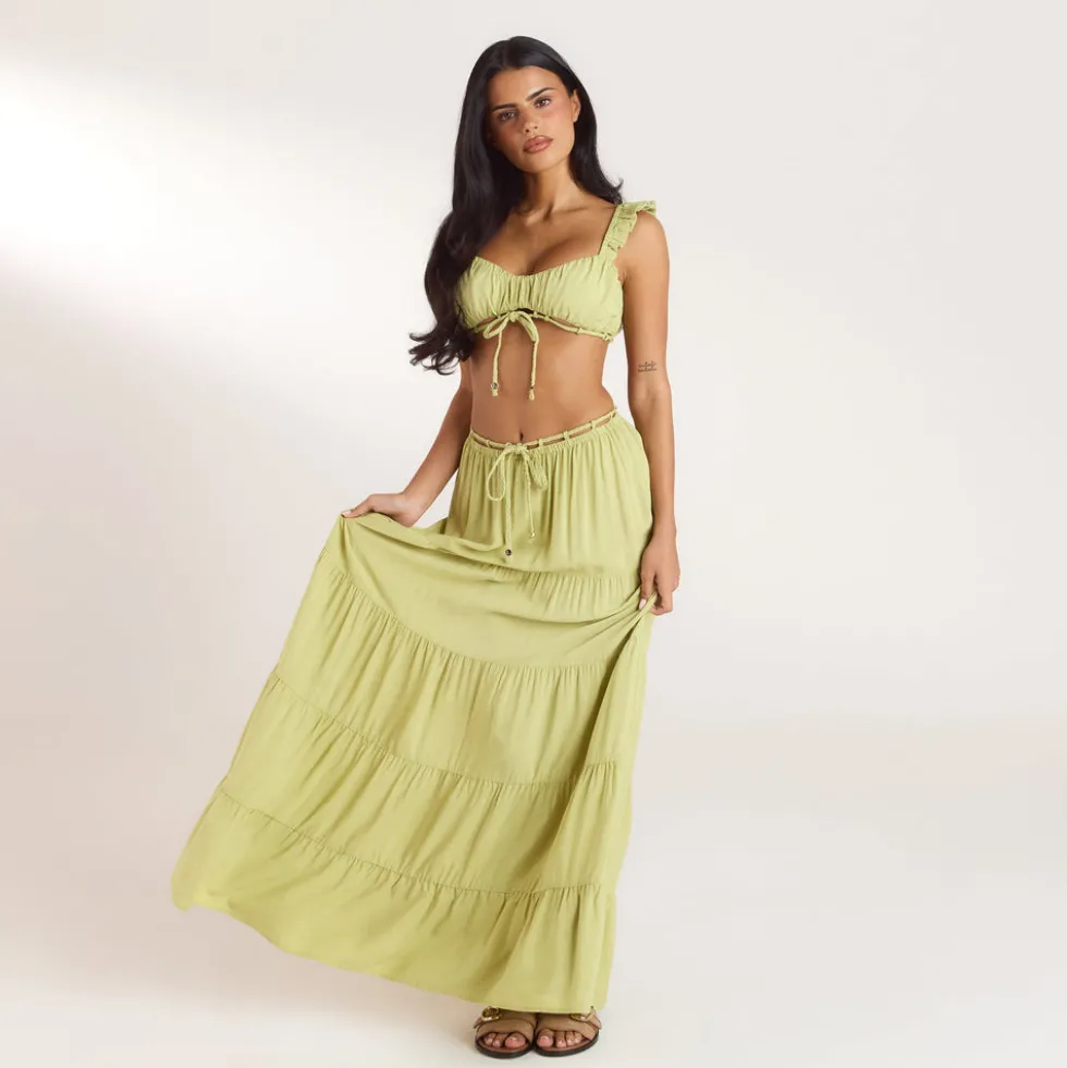 Ruched Bralette (Set) - Washed Lime